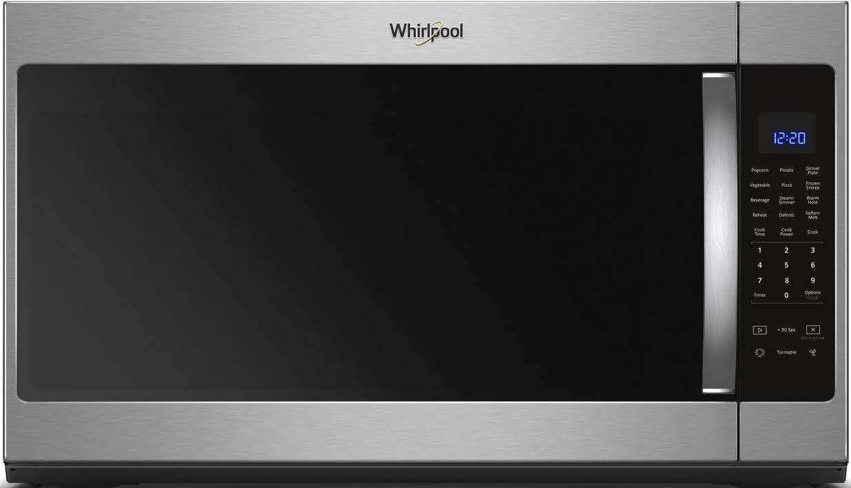 9f4c66e3be8c206db5d315c03de48555c7d639230f13b1a9c7362b827e1fad4d.jpg Whirlpool 2.1 Cu. ft. Over The Range Microwave with Steam Cooking Stainless Steel - Image 1
