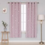 Deconovo Blackout Curtains with Silver Dots Printed Pattern-Grommet Room Darkening Curtains for Kitchen(52W x 72L inch, Pink Lavender, 2 Panels), Size