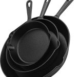 Utopia Kitchen Saute Fry Pan - Pre-Seasoned Cast Iron Skillet Set 3-Piece - Frying Pan 6 inch, 8 inch and 10 inch Cast Iron Set (Black)