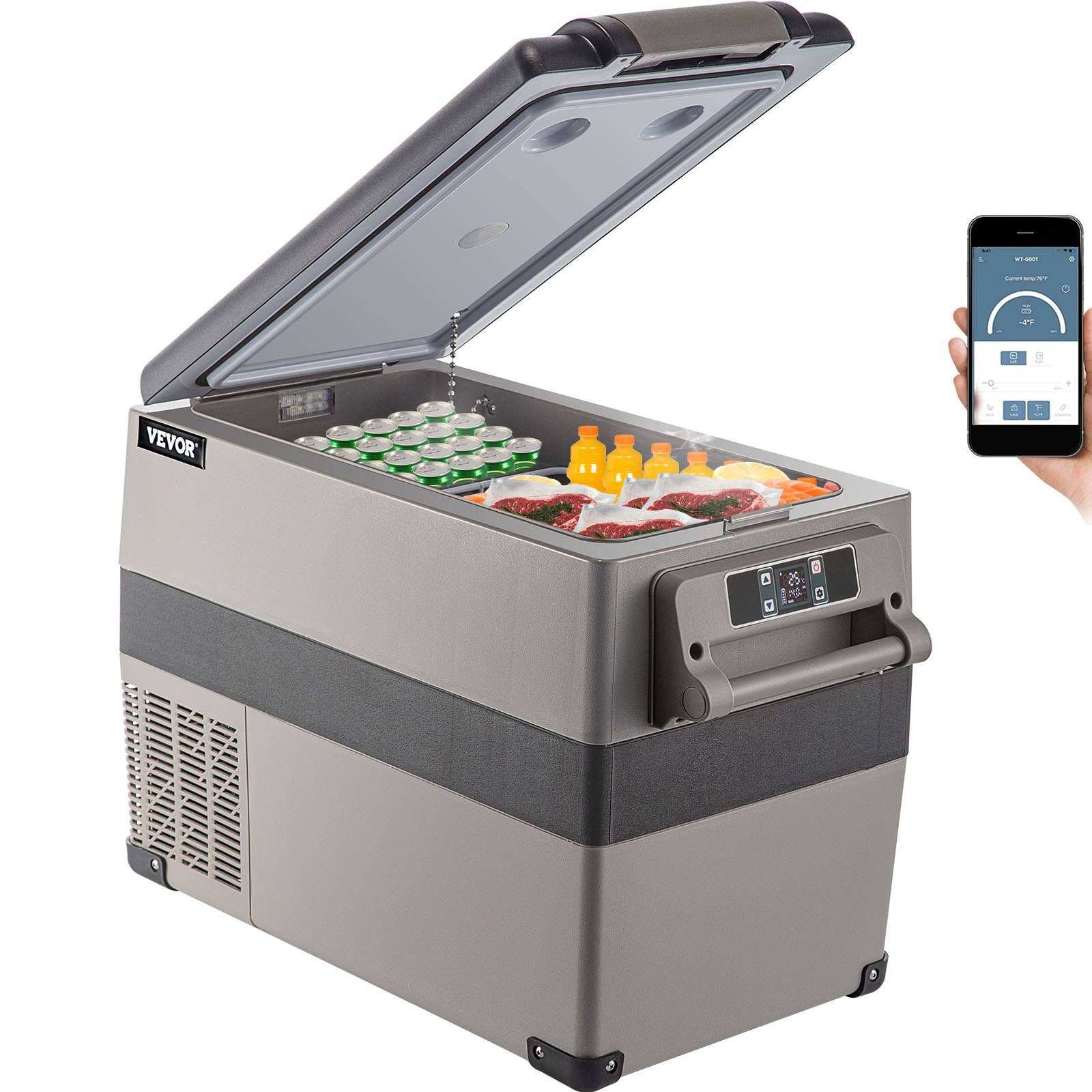 9f868507514f3a3f2f5c2330254ff2699318d2da158fb69dab3efe313faf3862.jpg VEVOR Car Fridge Freezer Cooler Mini Refrigerator 47.5QT Portable LG Compressor 12/24V - Image 1