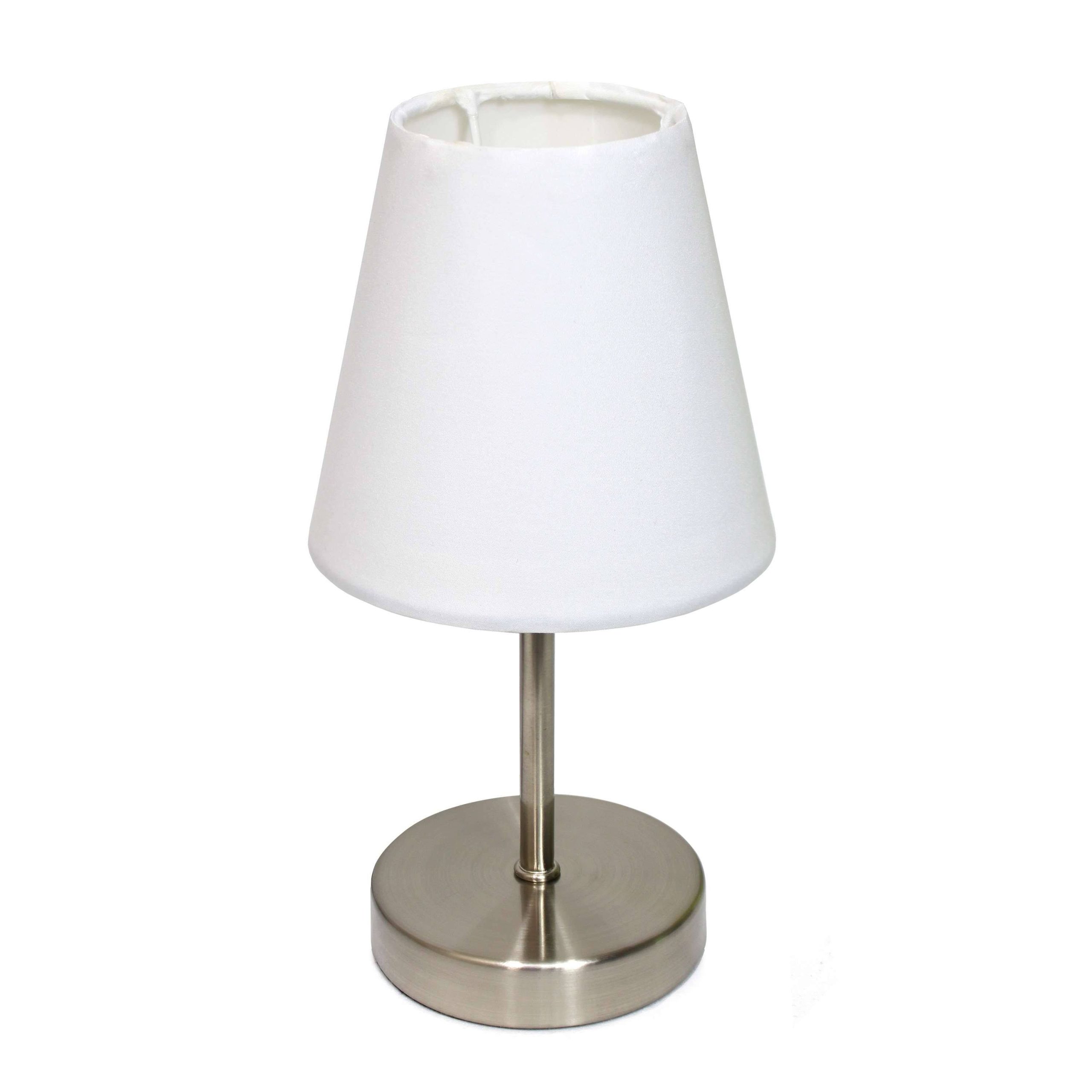 9fae1373071db2cc591f6abb0415cfd29471981f41403f28be3972b7d8470da2.jpg Simple Designs LT2013-WHT Nickel Table Lamp - White Shade - Image 1