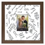 Americanflat 14x14 Walnut Wedding Signature Picture Frame Displays 5x7 Photo with Polished Glass