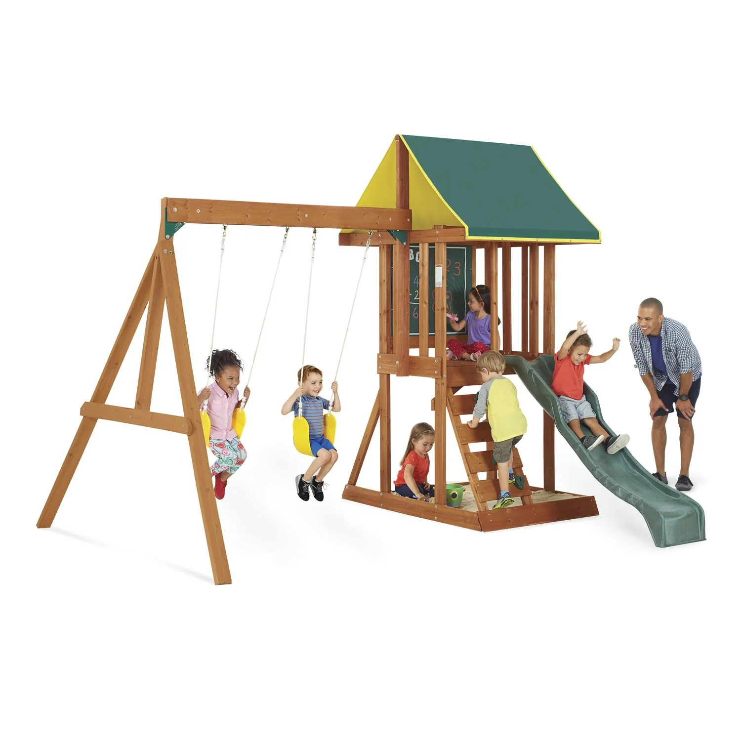 9fc33b8868deb569953ae93e4dbb41e8fb0b25f4ff283686f8e5d58317d0d804.webp KidKraft Appleton Wooden Swing Set - Image 1