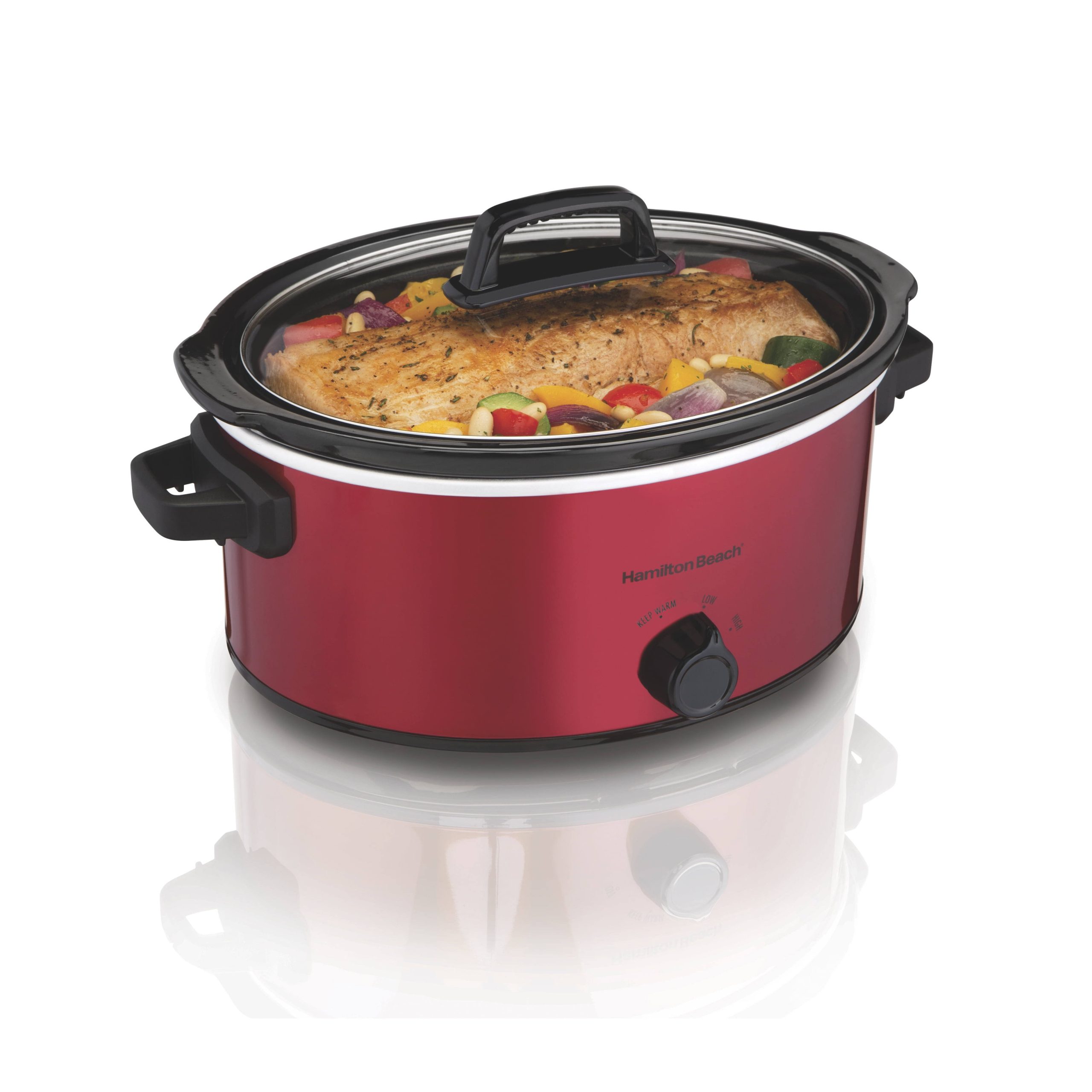 9fc7d4370c922fa6c93db56571cbed9d07f8312fac21d44ffdd42d5cf61b4a52.jpg Hamilton Beach 6 Quart Slow Cooker, Red - Image 1