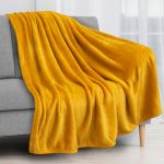 PAVILIA Mustard Yellow Fleece Throw Blanket for Couch, Gold Soft Fuzzy Flannel Throw for Sofa, Luxury Plush Microfiber Bed Blanket, Cozy Home