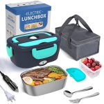 Cocobela Electric Lunch Box Food Heater 2-in-1 Portable Food Warmer Lunch Box for Car & Home Leak Proof, 2 Compartments, Removable 304 Stainless Steel
