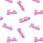Barbie Logo Mix Removable Vinyl Wallpaper, White, Size: 26.25 Inches Wide by 108 Inches High