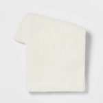 Threshold Solid Chenille Knit Cream Throw Blanket | Target