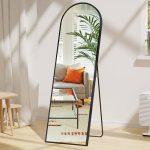 Edx Arched Full Length Mirror 59 inchx16 inch Full Body Mirror Rectangle Free Standing Wall Mounted Leaning Hanging Floor Mirrors, Black, Size: 59 x
