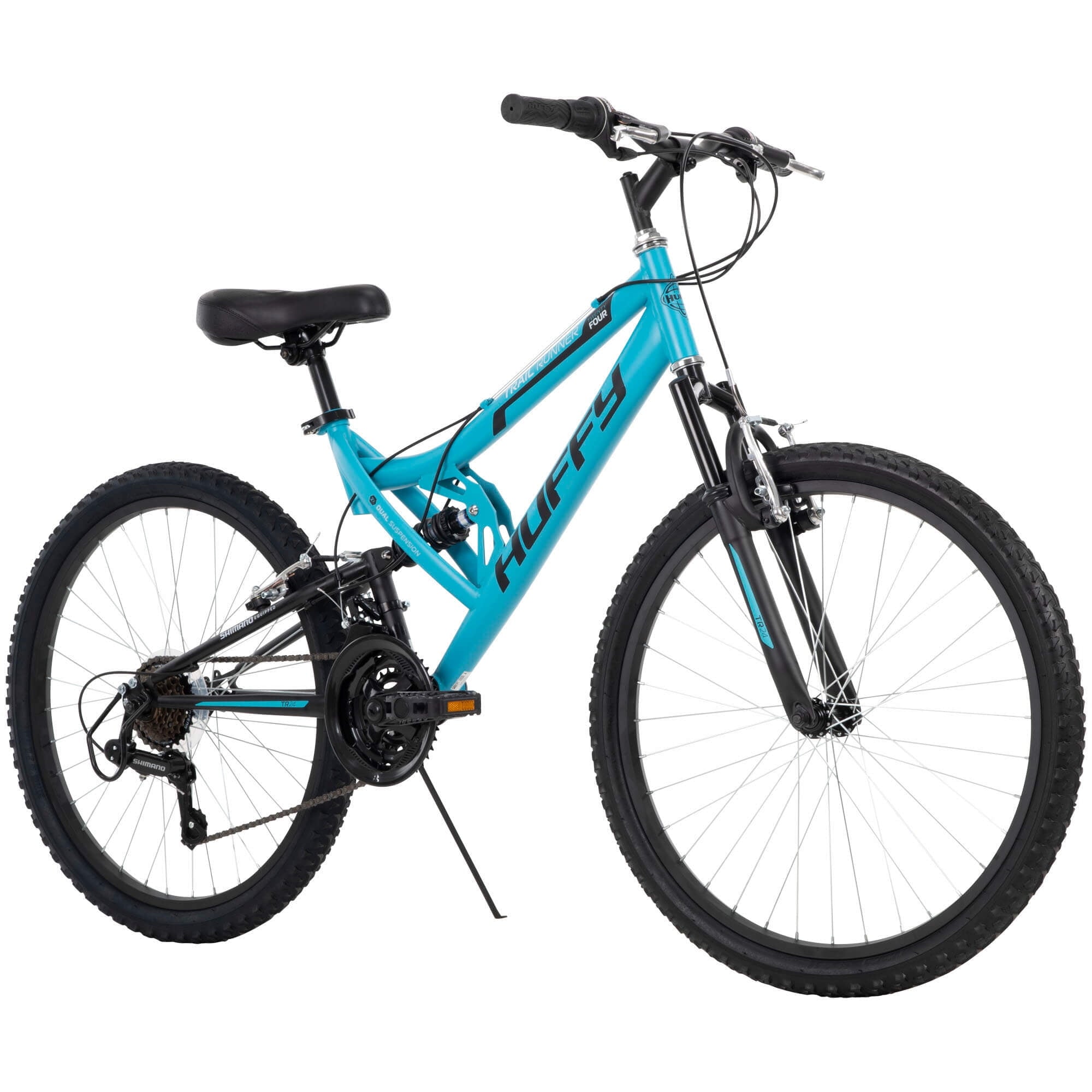 a03be3041d0e6c302b3a01082cd74c4bfa20b1cc7e0c11f2850daa7ce479da15.jpg 24 Trail Runner Girls Full Suspension Mountain Bikes. Teal Blue - Image 1