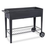 FOYUEE Raised Planter Box with Legs Outdoor Elevated Garden Bed on Wheels for Vegetables Flower Herb