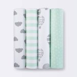 Flannel Baby Blanket in The Clouds 4pk - Cloud Island Green