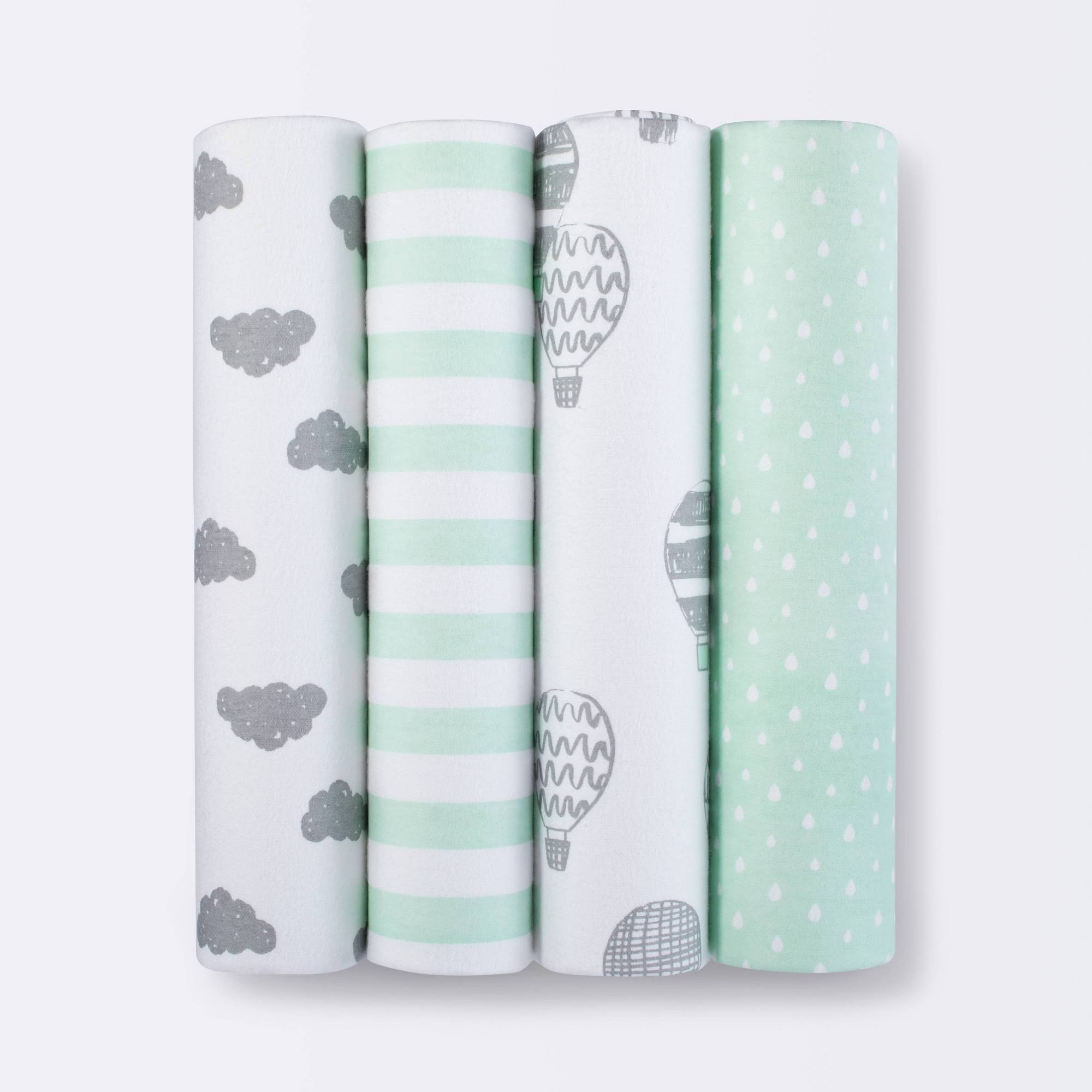 a060b5e86c76202e3891651b11c21ed26066363012974c46cc7162067ef1365a.jpg Flannel Baby Blanket in The Clouds 4pk - Cloud Island Green - Image 1
