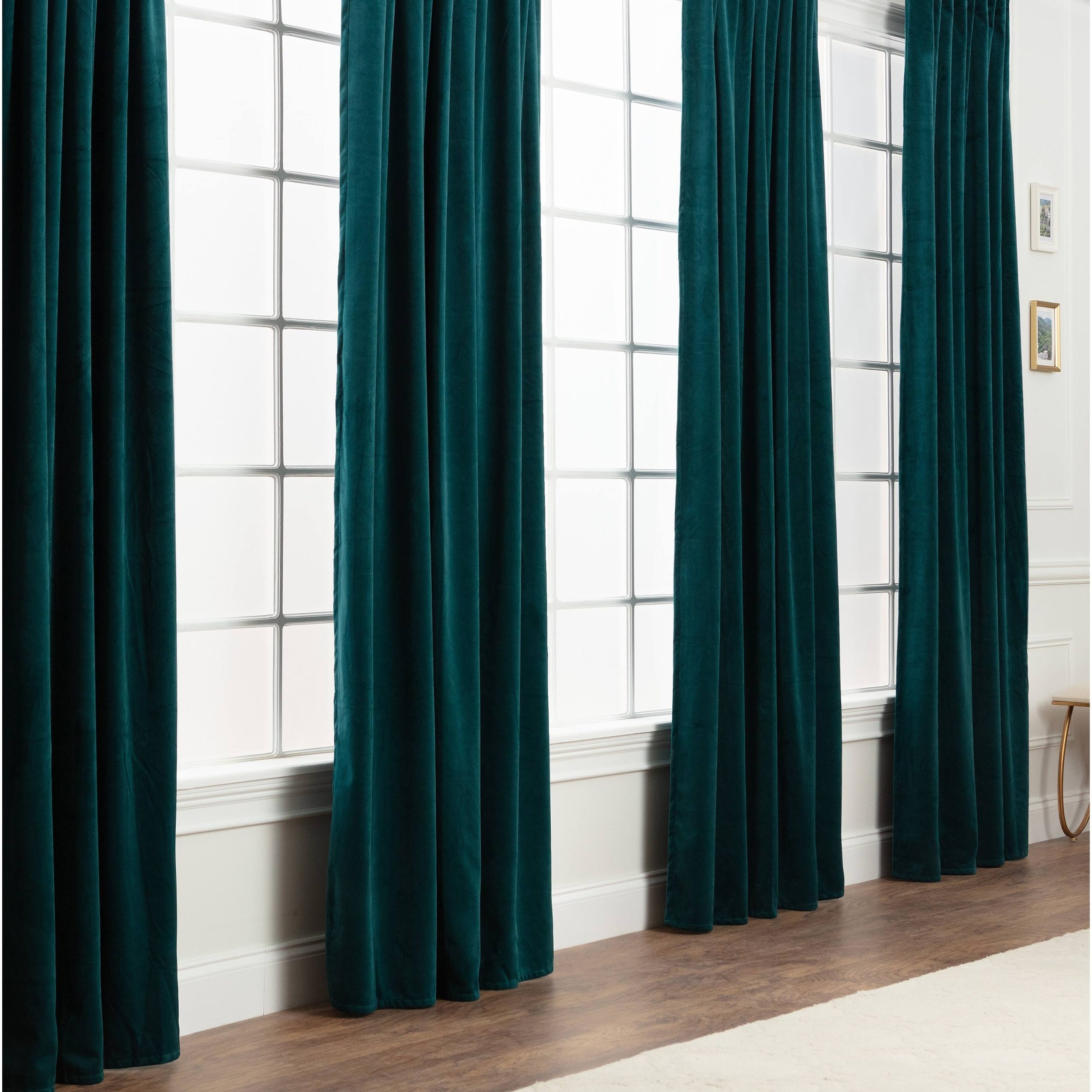 a0acd861f8043f7493adf50d608f6e76a2fe0cd0ab5a7348aaff99575bbf2193.jpg Chanasya Velvet Blackout Window Curtain Panel Pair (Set of 2) - W52 x H63 Inches - Teal - Image 1