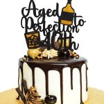 Aged to Perfection 40th Birthday Cake Topper - Whiskey 40th Birthday Black Glitter Cake Topper - Vintage 1983 Happy 40th Birthday Party Cake