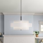 Paquette 5 - Light Shaded Drum Chandelier Andover Mills Finish: English Bronze, Shade Color: Off-White