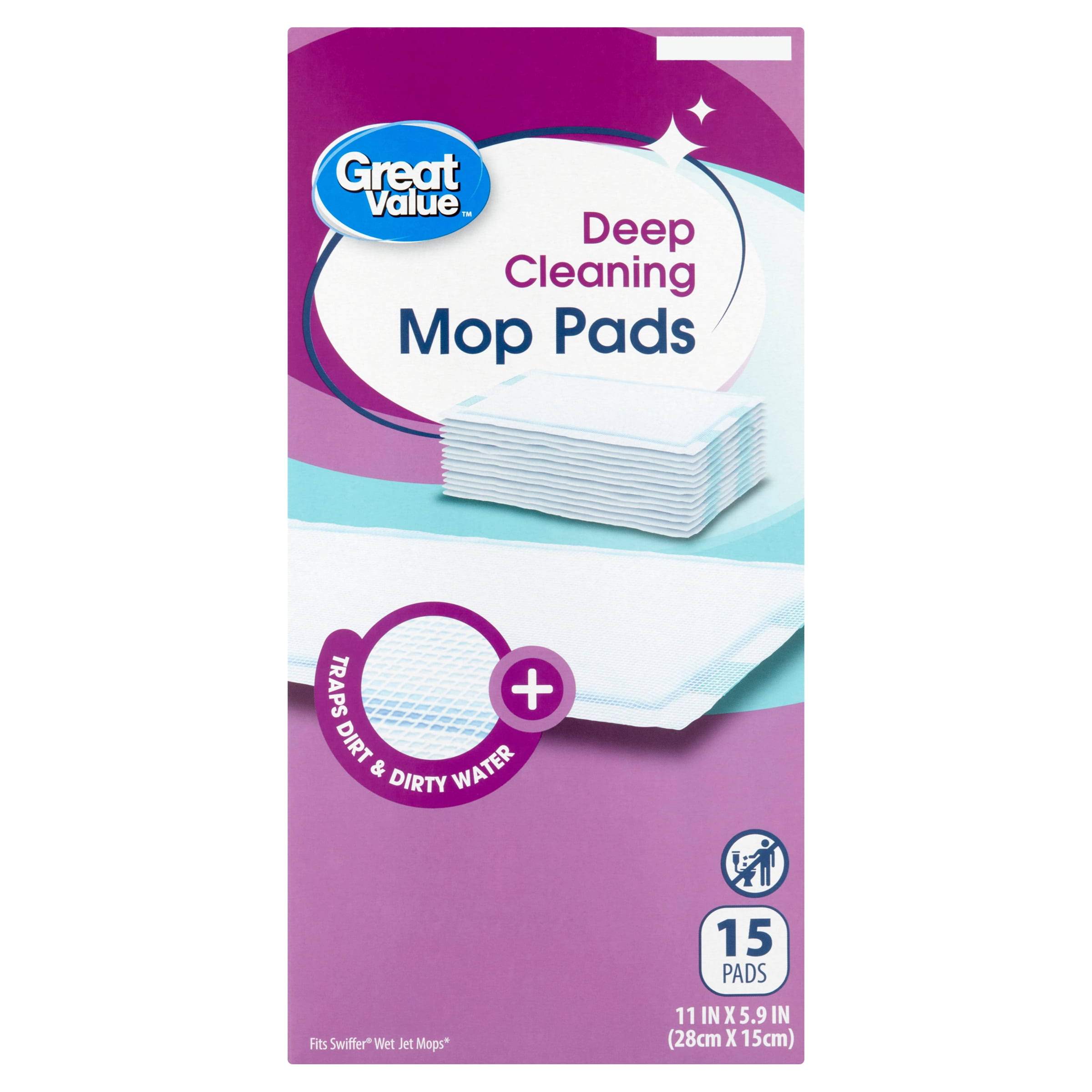 a0e6f24bc3842612638dfad42d9179fa70e43184da94ec21a30753d0515d74f2.jpg Great Value Deep Clean Mop Pads, 15 Count, Size: 15 Count, Deep Cleaning Mop Pads - Image 1