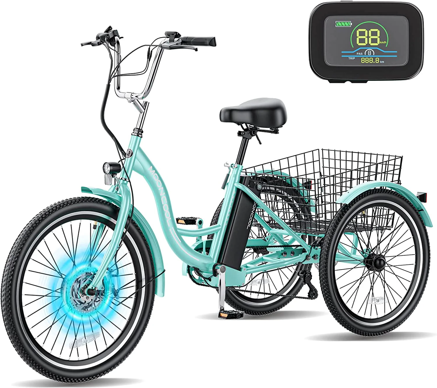 a0f9c8e47f9dbcc46651bf423bd8a6284028c68c27810579e7706b9935a78619.webp MOONCOOL Electric Tricycle, 350W 36V 24 in 7 Speeds 3 Wheels Electric Bikes for Adults, Motorized Electric Trike Three Wheel Electric Bicycle - Image 1