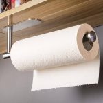 Taozun Self Adhesive Paper Towel Holder - Under Cabinet Paper Towel Rack for Kitchen, SUS304 Brushed Stainless Steel (No Drilling)