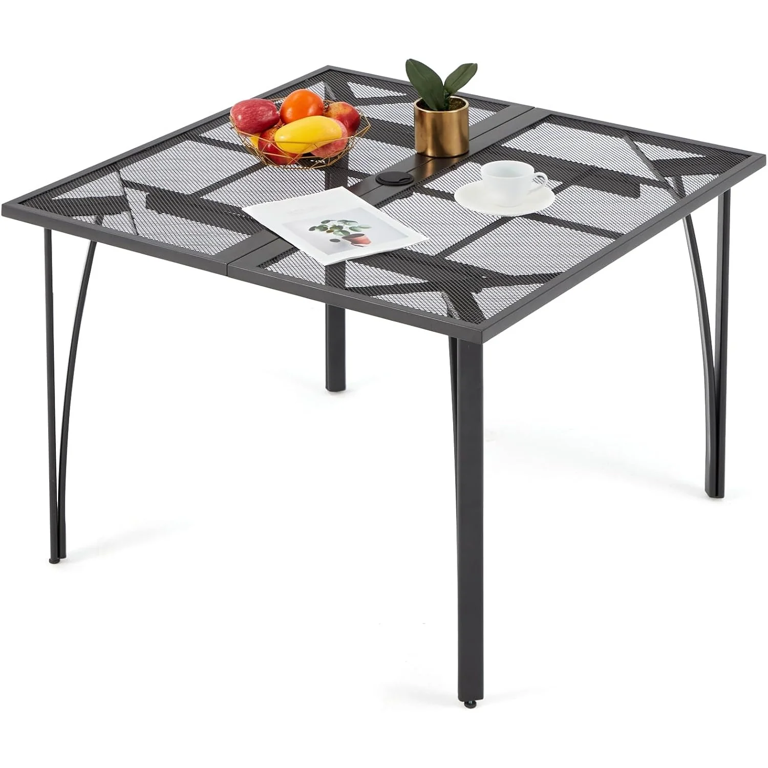 a178d5d2416955cda31f8e7d4afe069e888f0d34b32d99191795e7259bbb24af.webp AECOJOY 39.4" Outdoor Patio Dining Table for 4, Metal Patio Table with 1.6" Umbrella Hole - Image 1