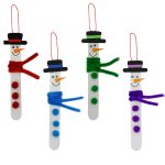 4E's Novelty Christmas Snowman Stick Ornament Craft Kit (12 Pack) Bulk Christmas Crafts for Kids Toddlers 2-4 4-8 DIY Winter Arts and Craft Kit