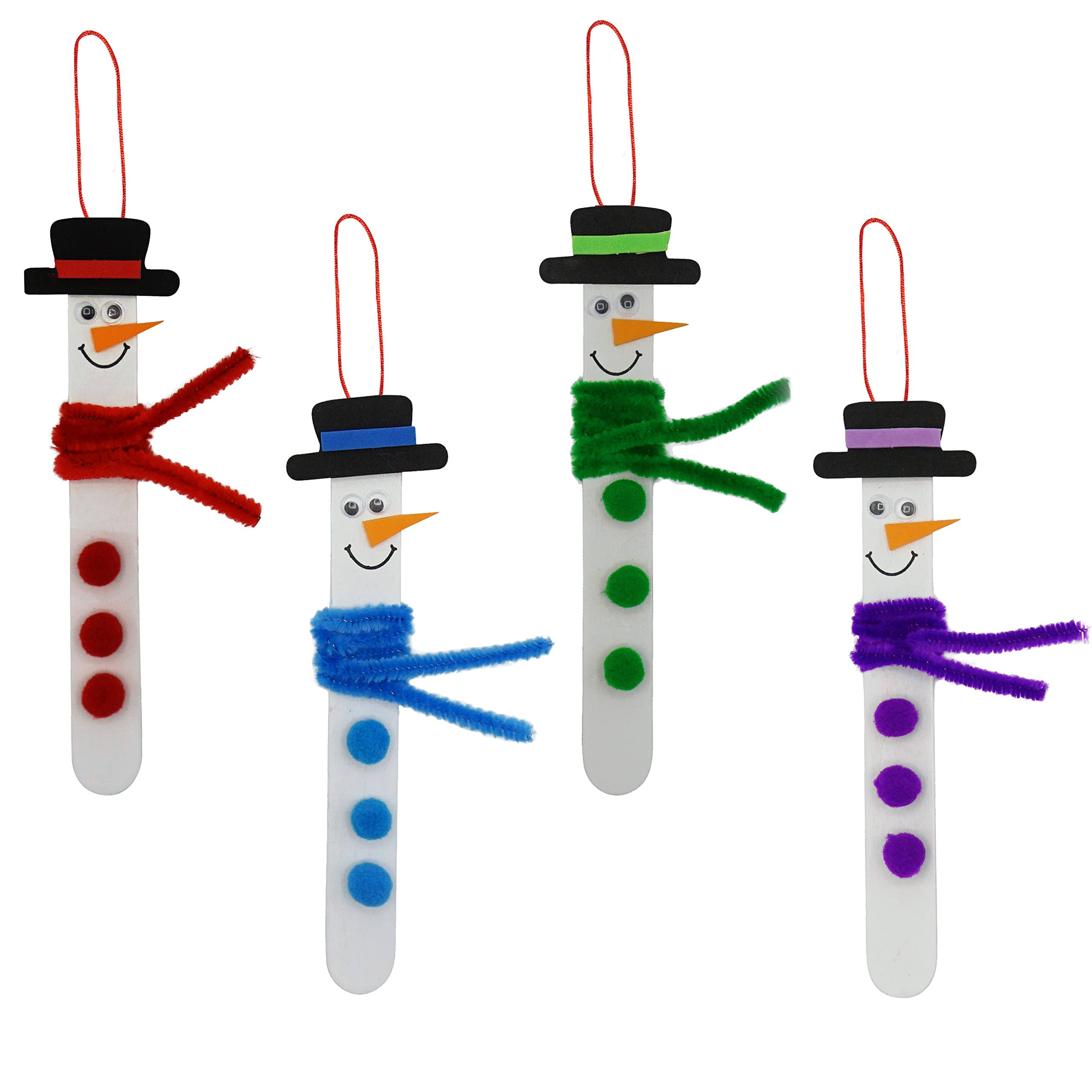 a17c9dd77c26ef7de94728a76ae3e7de1afdb7217ce944a73e67f06c9ac2bfb8.jpg 4E's Novelty Christmas Snowman Stick Ornament Craft Kit (12 Pack) Bulk Christmas Crafts for Kids Toddlers 2-4 4-8 DIY Winter Arts and Craft Kit - Image 1