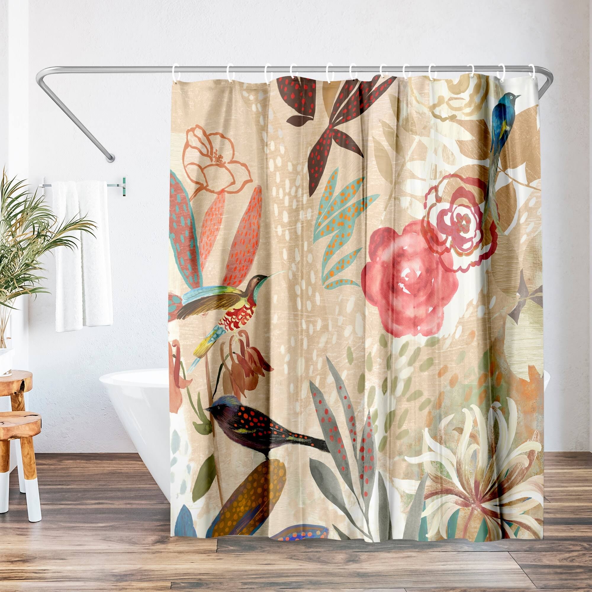 a183b9d812e03285371295964d9a1a282c7bc9cc92b26f08733ab5e368f25847.jpg Americanflat 71" x 74" Shower Curtain, Where The Passion Flower Grows II by Pi Creative Art - Image 1