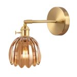 Shenmoyl Vintage Wall Sconces with Amber Tulip Glass Lampshade 180 Degree Adjustable Brass Sconces Modern Wall Lighting Fixture with Switch for