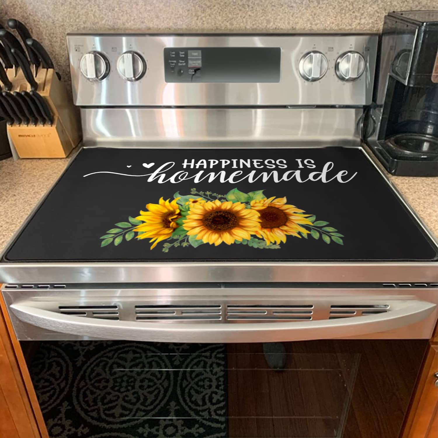 a1a90cd440562bf615f0252e206b999d962bff20e280fd2e5e345dfc6ef7e2ca.jpg PuGez Glass Cooktop Protector - Stove Top Covers for Electric Stove, Yellow Kitchen Decor Sunflower Electric Stove Cover Foldable, Prevent Scratching - Image 1