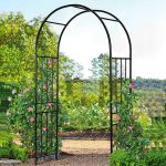 Costway 7.2ft Garden Arch Steel Arbor Wedding Garden Decoration Climbing Plants w/Stakes