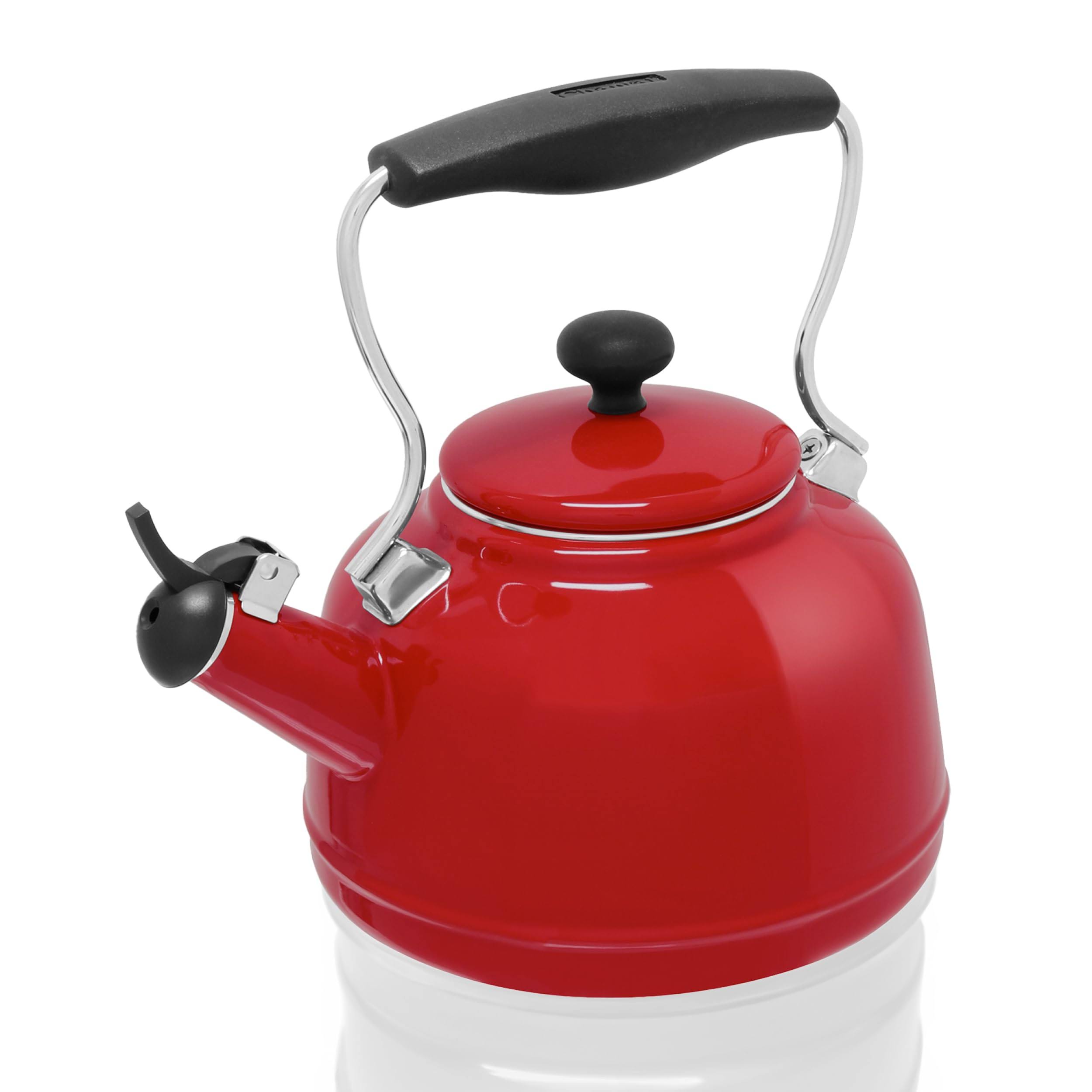 Chantal 1.7 qt Enamel-on-Steel Vintage Teakettle - Red
