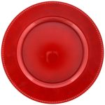 Red Plastic Charger Plates with Beaded Rims, 13-In.