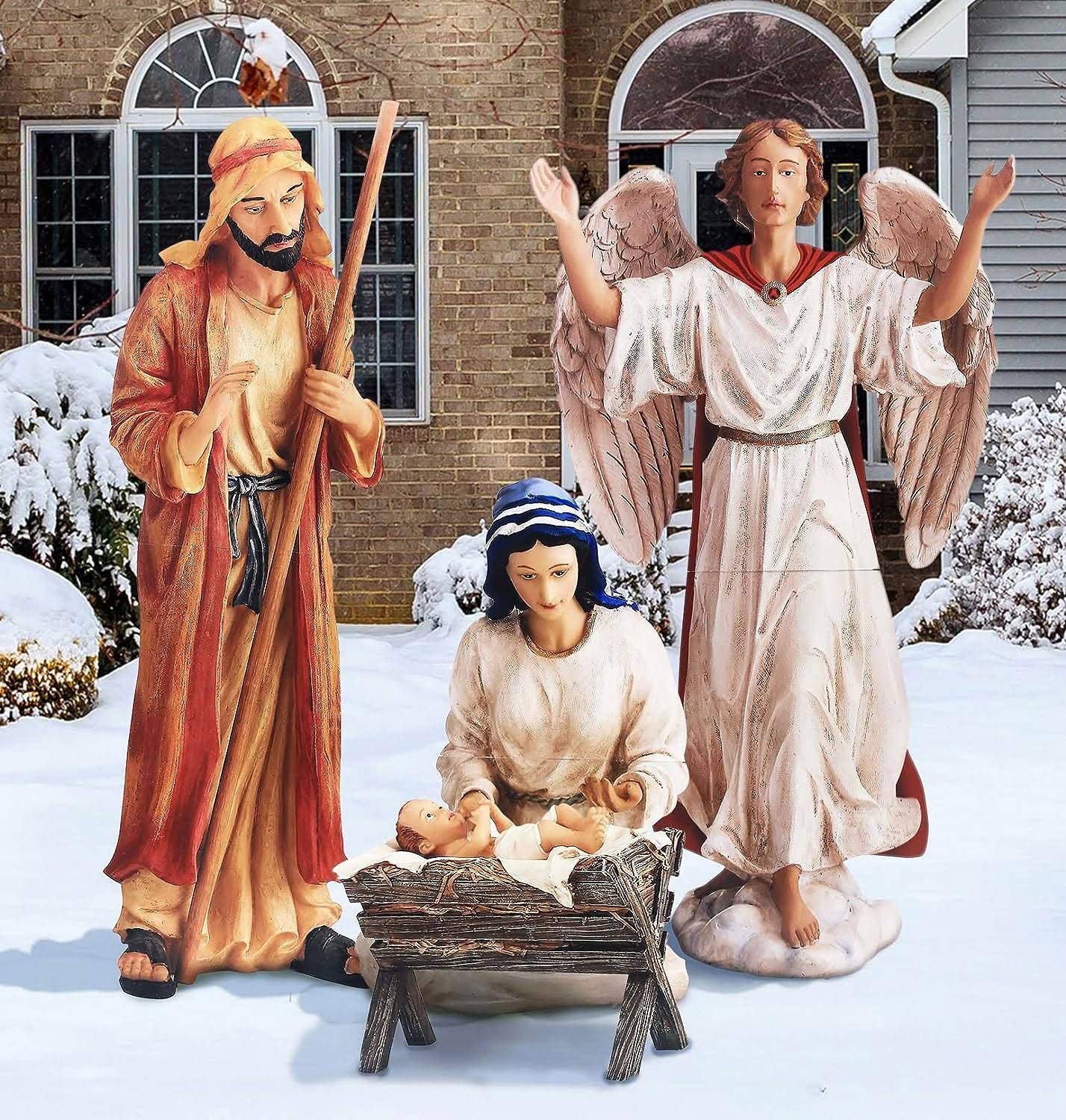 a21189b38b1645eb49be123adbc16e59061dff8fb5cdc1084d9c8d82c92420ec.jpg Holy Family Outdoor Nativity Set - 4 Piece Set - Image 1