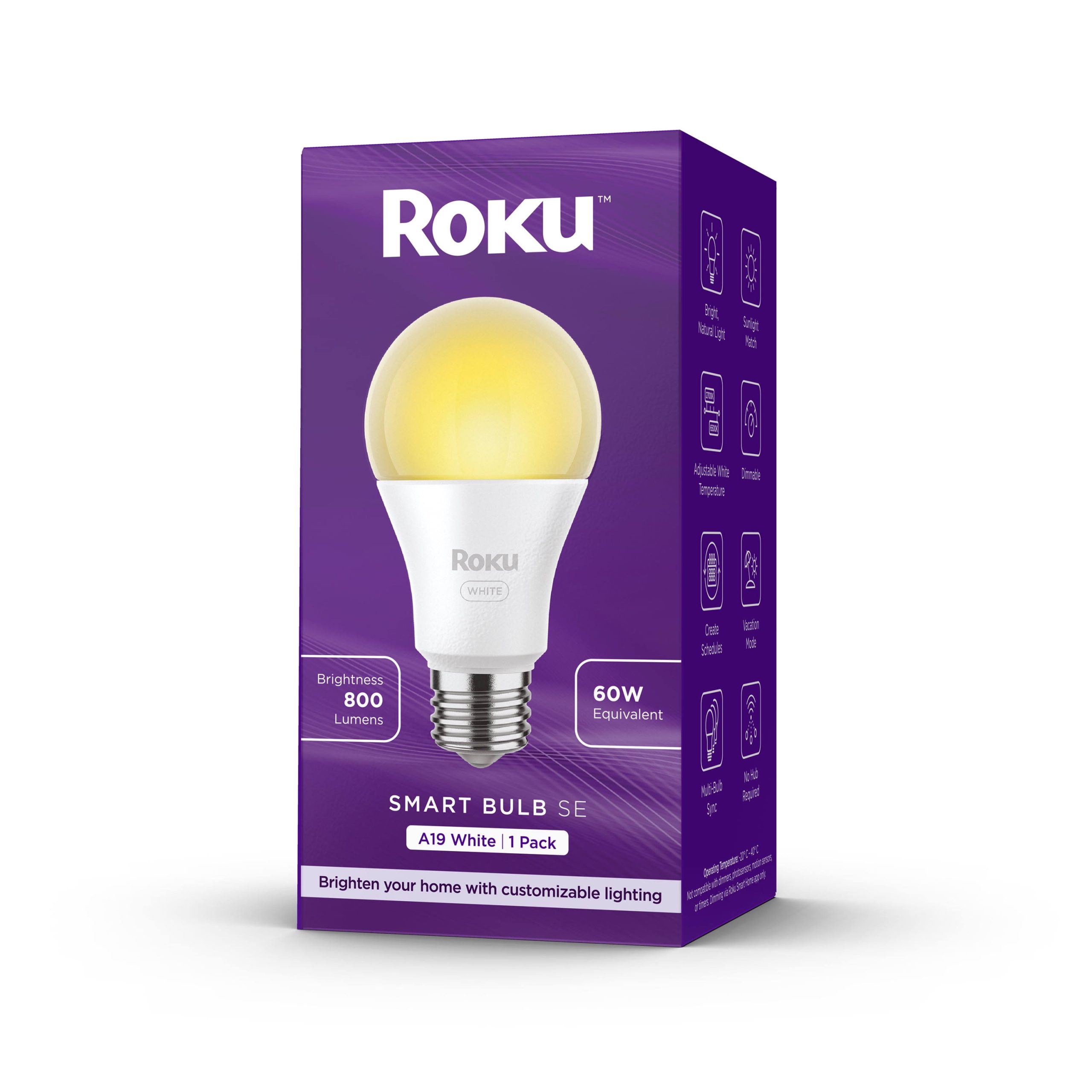 a2139add6e9dca0d4fc96c4148edf72540611d05bdd2b34217e2fe426c119888.jpg Roku Smart Home Smart Bulb SE (White) 1-Pack with Adjustable Brightness and Temperature - 9.5 Watts BS1000R - Image 1