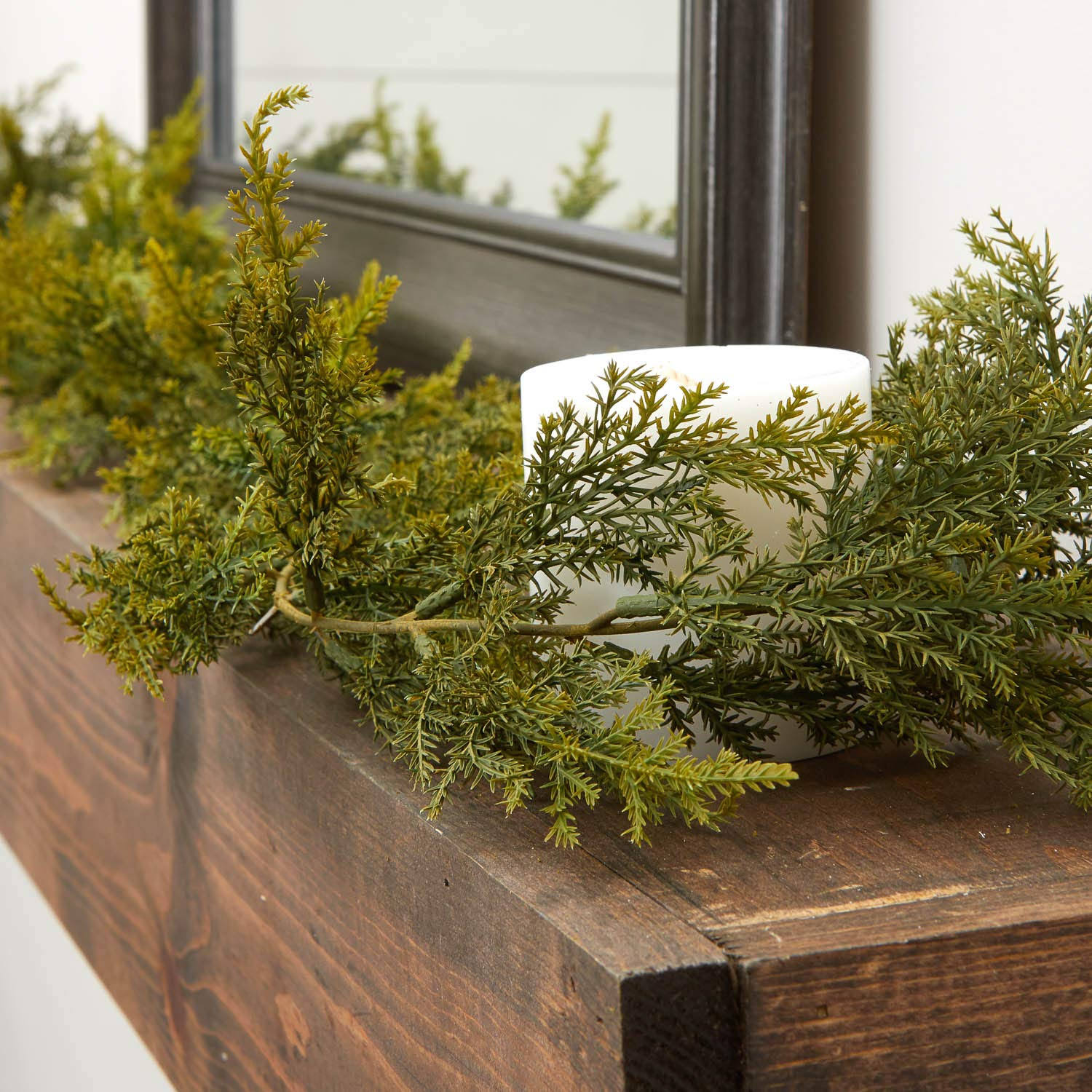 a238d3c6fb673c0ce1d971818250e1a812af58980e292d9cae526ecab8deb5f6.jpg Factory Direct Craft 180cm Realistic Artificial Vinyl Cedar Pine Green Garland for Holiday Home Decor - Image 1
