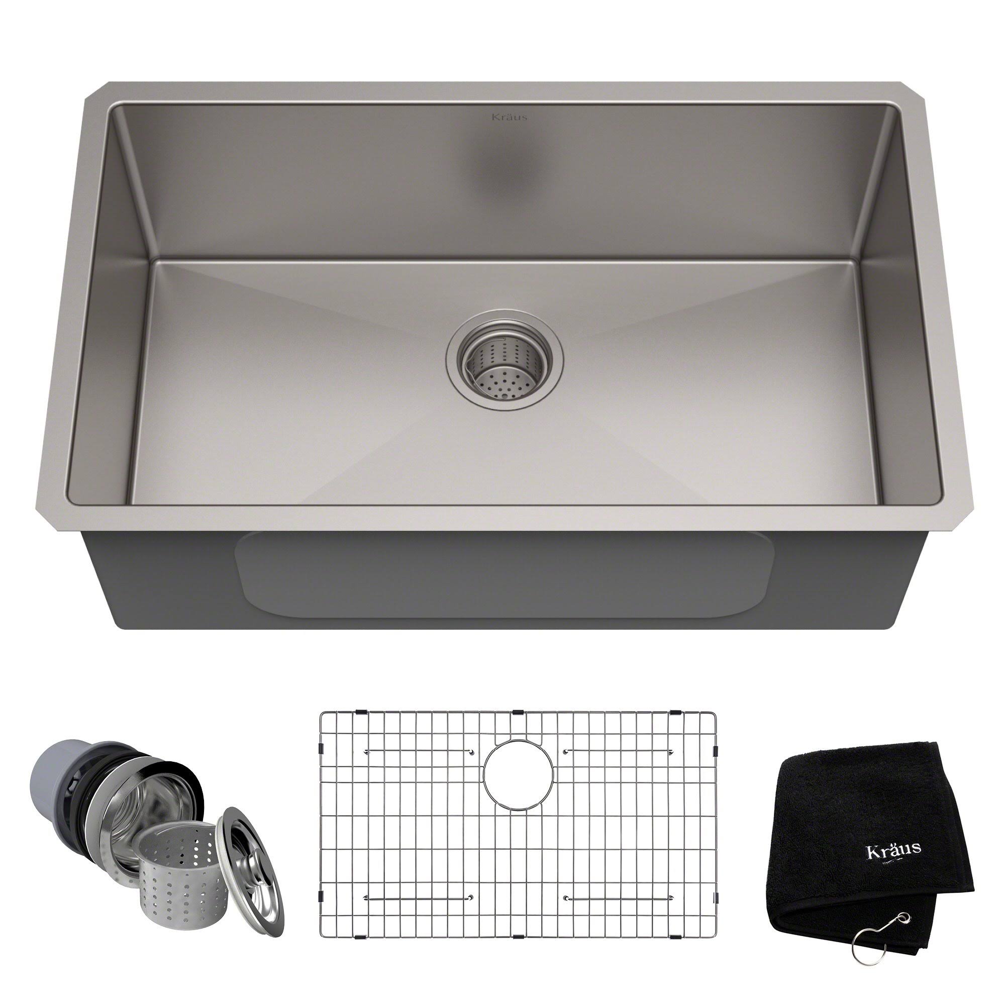 a26d5f8bac38195390abbdd3444f6ec02692f5330e87fdd91b014ce80d0b578f.jpg Kraus 30-Inch Undermount Single Bowl Stainless Steel Kitchen Sink - Image 1