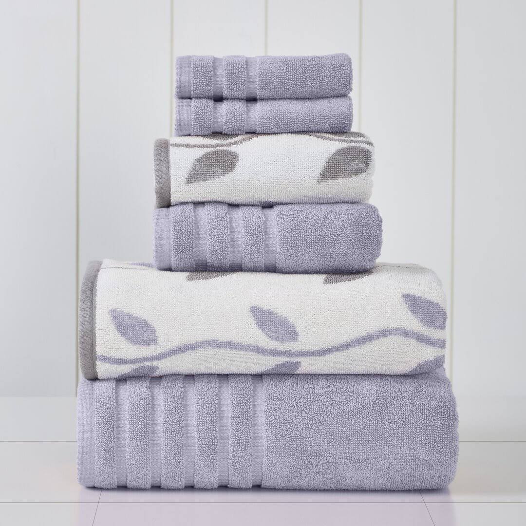a29c45c0ccb28d6a04a21b2fbe7be73a0a1018985469103e0eaf0d3680e28cf5.jpg Hodapp 6 Piece 100% Cotton Towel Set Three Posts Color: Grey Lavender - Image 1