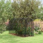 Outsunny 4' x 12' Plant Protection Tent Crop Cage with Zippered Door for Plants, Herbs, Fruits, Black