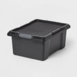 12gal Medium Latching Storage Tote Black - Brightroom