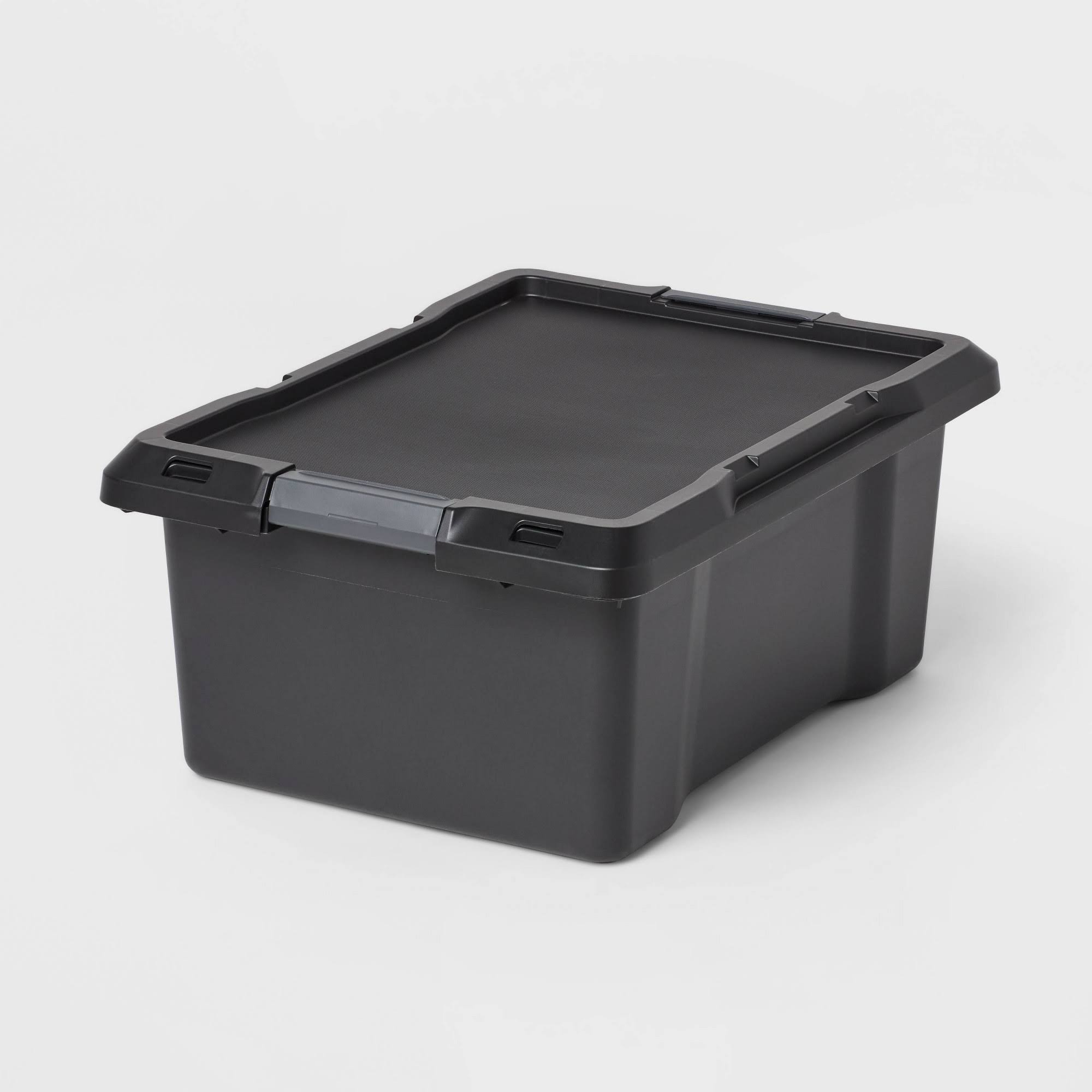 a2b0b9f9b3d589a7f8bab3215b071c9e182fcd5435097920b4a4168f4642250f.jpg 12gal Medium Latching Storage Tote Black - Brightroom - Image 1