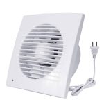 HUGOOME Exhaust Fan, 12W Ventilation Extractor with Anti-backflow Check Valve Ultra Thin, Window and Wall Mount Vent Fans for Kitchen Bathroom