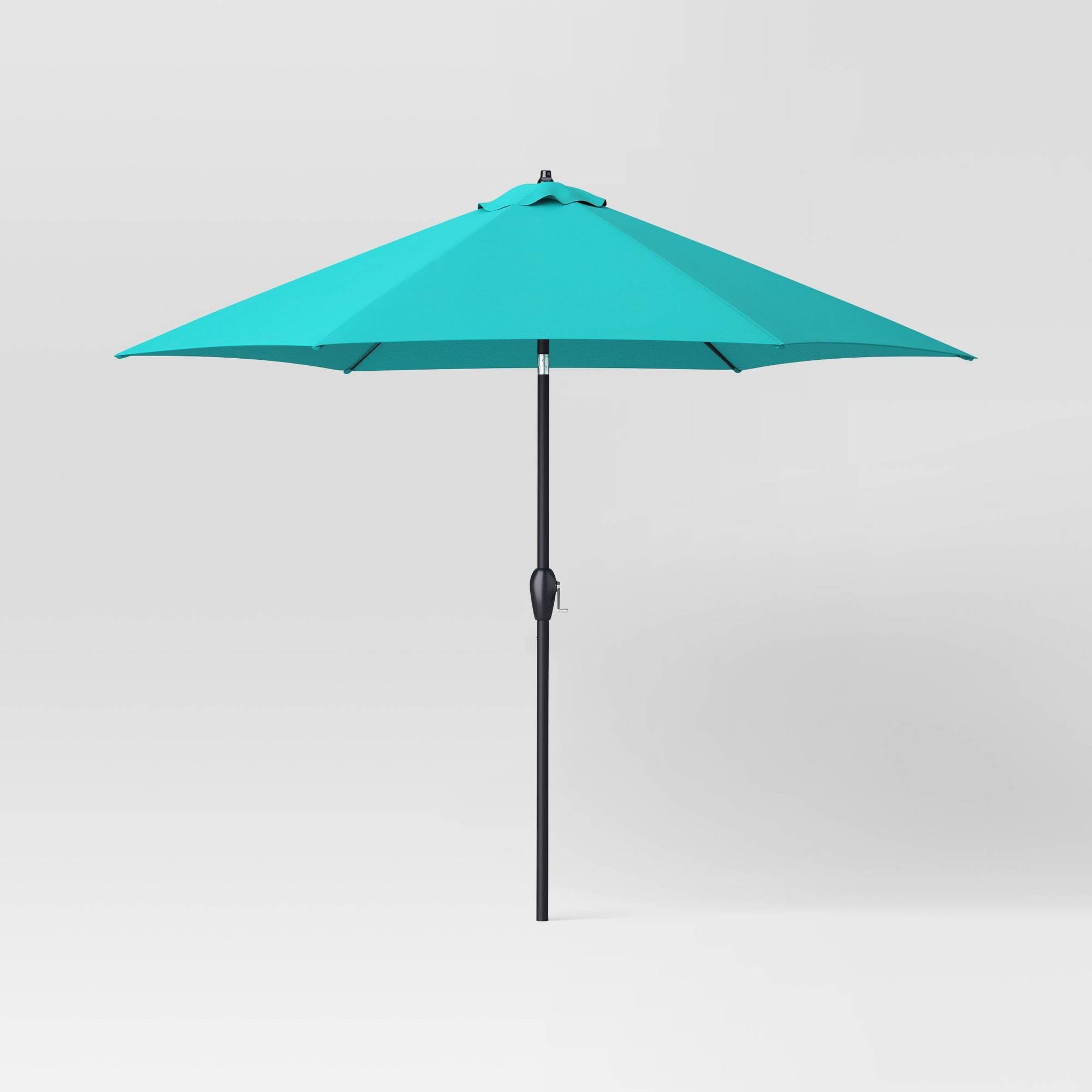 a2c7db1e454943eed2d44a3a54ad89dc8429f47958f4e2907ab4a9d30b441736.jpg 10'x10' Outdoor Market Umbrella Turquoise Blue - Threshold - Image 1