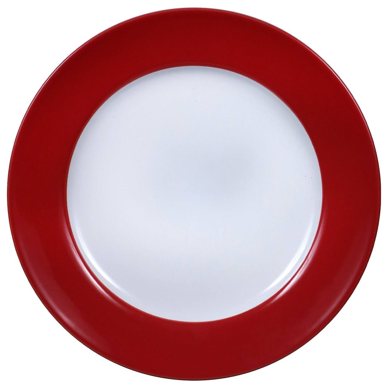 a2cf73fd06674973c37897e6dc61e241eb6e7f092be09374766102c439a018c7.jpg Royal Norfolk Red and White Dinner Plates, 10.5 in. - Image 1