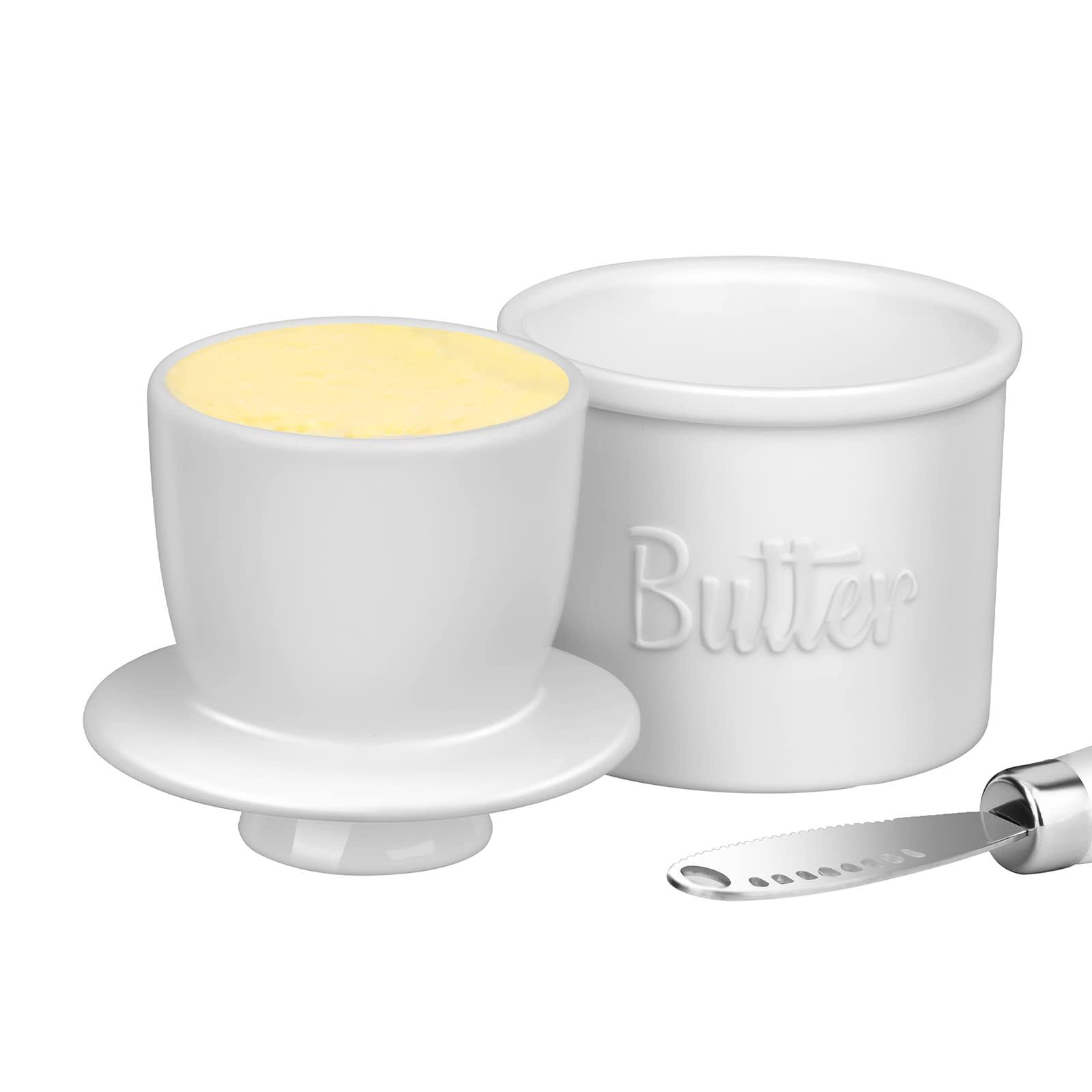 a2e899bf4ec9ed4621a6fd8baa2dd98a4277289b946aaffd742cda22c586dc8b.jpg Butter Crock, French Butter Keeper with Water Line for Counter, The Original Porcelain Butter Dish with Knife. Gift for Thanksgiving, Christmas and - Image 1