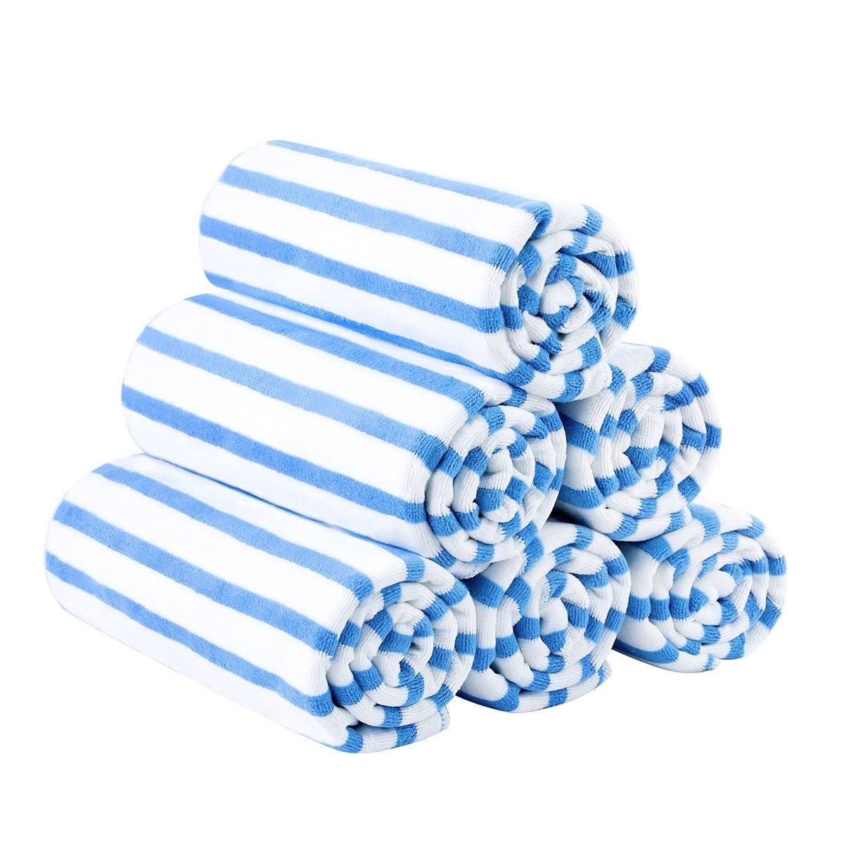 a2eda2c8687ef508c963c3de76f1aa8b957220ce63bc4d22430de0eb5f74397e.jpg Jml 6-Pack Cabana Striped Beach Towel Bath Towel Blue, Size: 27 - Image 1