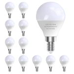 GOSCHE 12 Pack Bright Ceiling Fan Light Bulbs, 60 Watt Equivalent, 5000K, E12 LED Bulb, A15 Shape Candelabra Base Chandelier Light Bulb, 120V Small