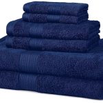 AmazonBasics Navy Blue Fade-Resistant 6-Piece Cotton Bath Towel Set