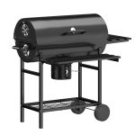 29¡± Barrel Outdoor Charcoal Grill with Side Shelf and Wheels. Black