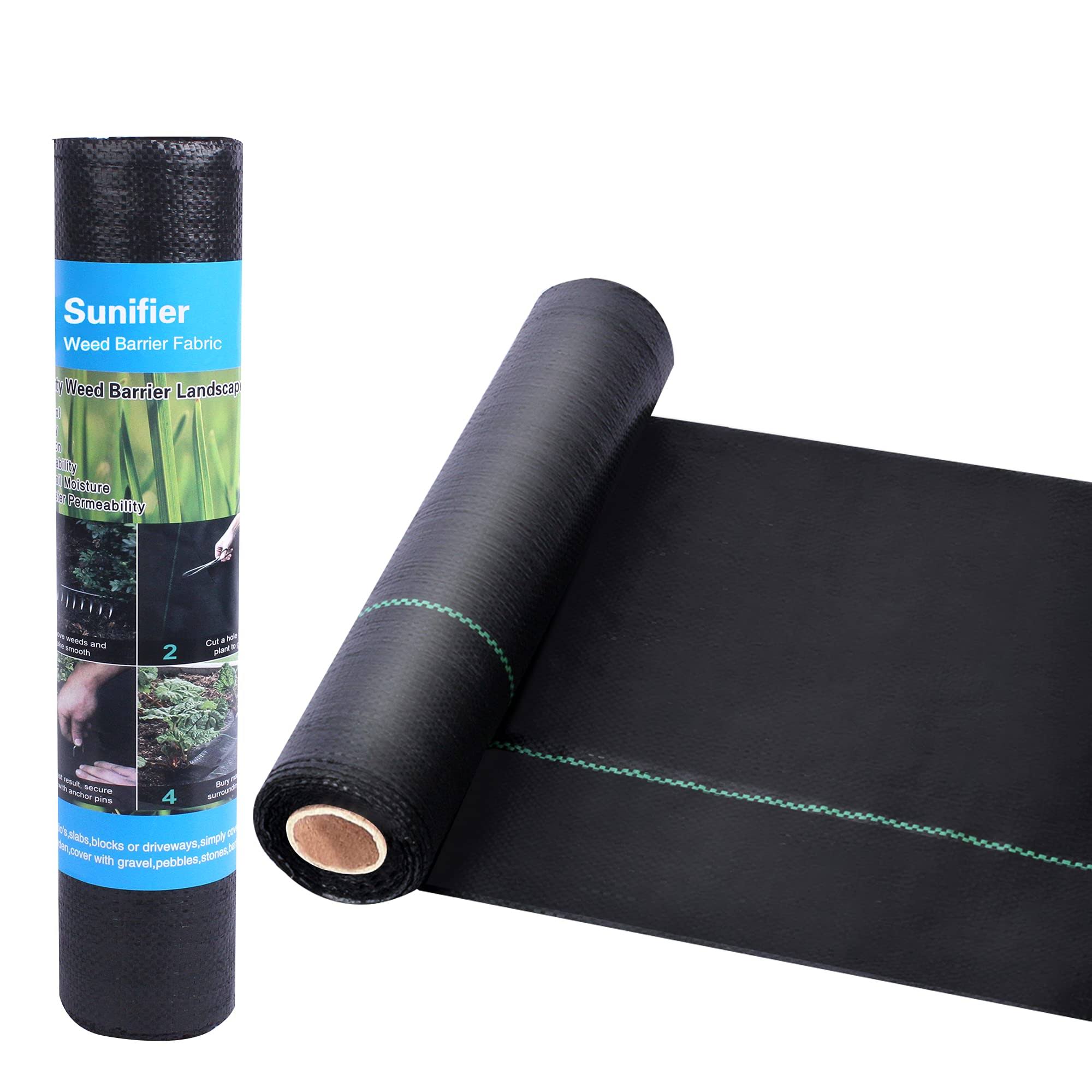 a3892a93d5b0277c454d4549a0ac22a872ff6b4968ac9147bff114ab84c59de4.jpg Sunifier Weed Barrier Landscape Fabric Heavy Duty,Garden Fabric Weed Barrier,Black Mulch for Landscaping, Weed Blocker Fabric Garden Bed Cover Garden - Image 1