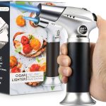 Tencoz Blow Torch, Professional Kitchen Cooking Torch with Safety Lock Adjustable Flame Refillable Mini Blow Torch Lighter for Crafts Cooking BBQ Baking